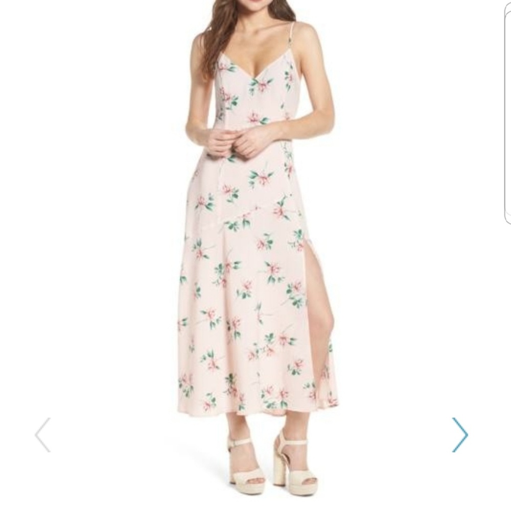 Lush Blush Floral Dress With Side Slit NWT